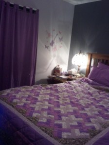 My purple bedroom, complete with Hannah Montana stickers