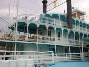 Twilight Riverboat Cruise A picture of the twilight river boat, docked at LeClaire, Iowa