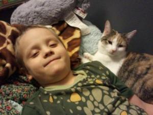 A 6-year-old and a cat