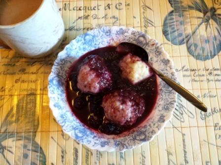 Blackberry dumplings and coffee