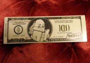 A dollar bill bookmark I found in a library book