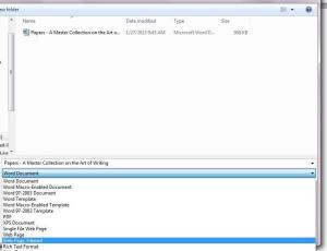Word document to web page conversion
