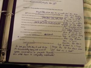 notes on my fantasy novel manuscript