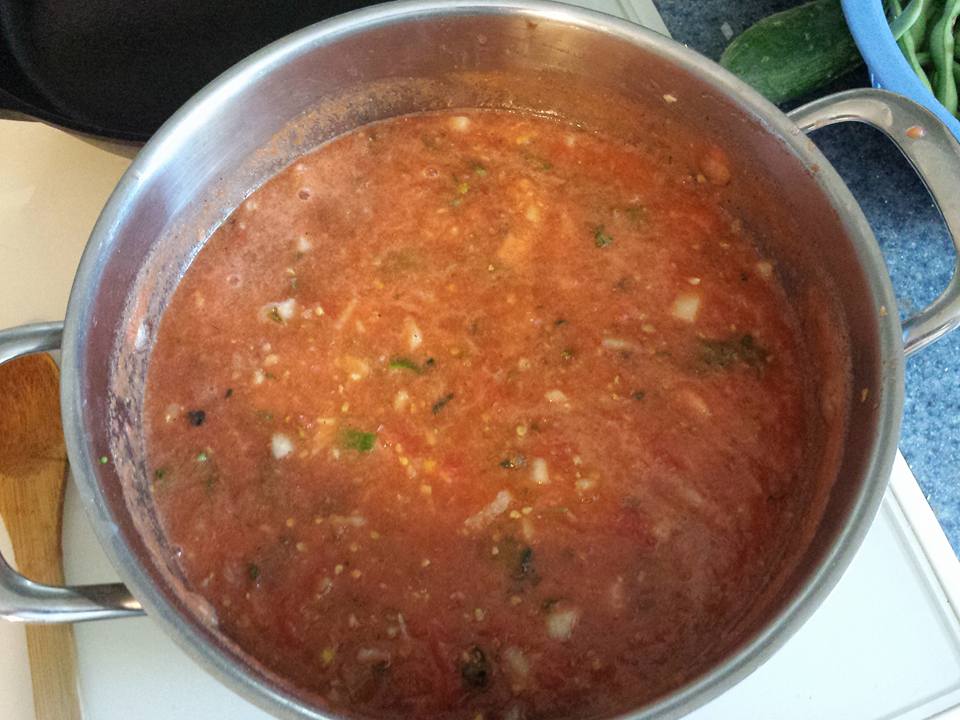 hot salsa cooking in a pot