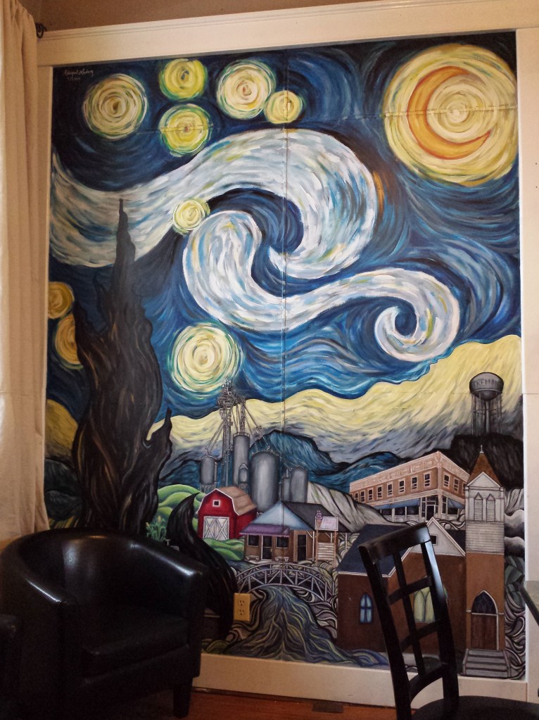 a corn country rendition of van Gogh’s Starry Night. 