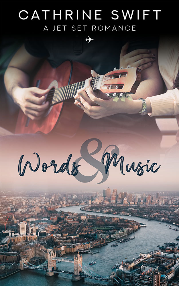 The cover of Cathrine Swift's novel Words & Music- the first book in her Jet Set Romance series.